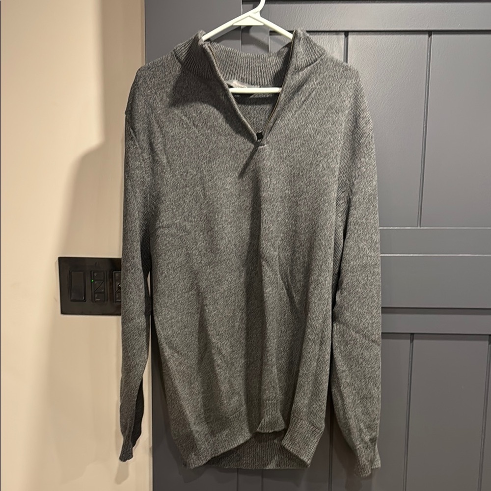 Denver Hayes Charcoal Zip-Up Sweater